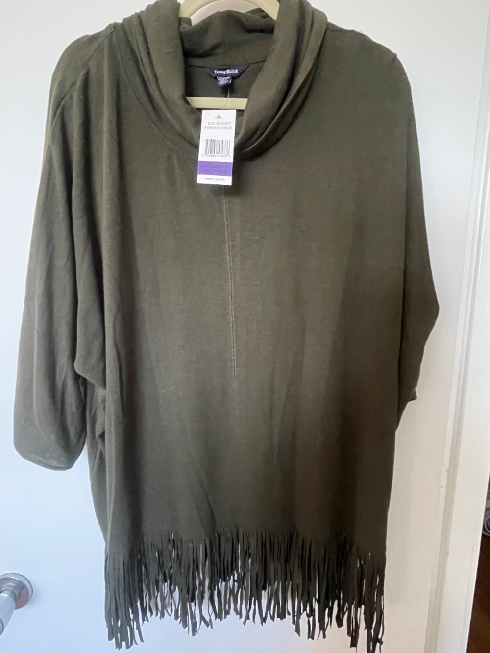 Olive Green lightweight sweater with Fringe